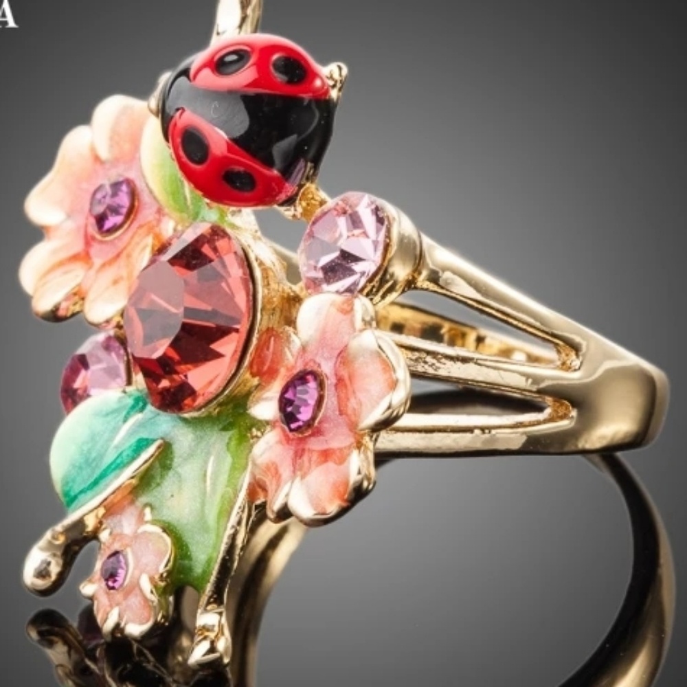 Flower ladybug ring - Picture 2 of 5